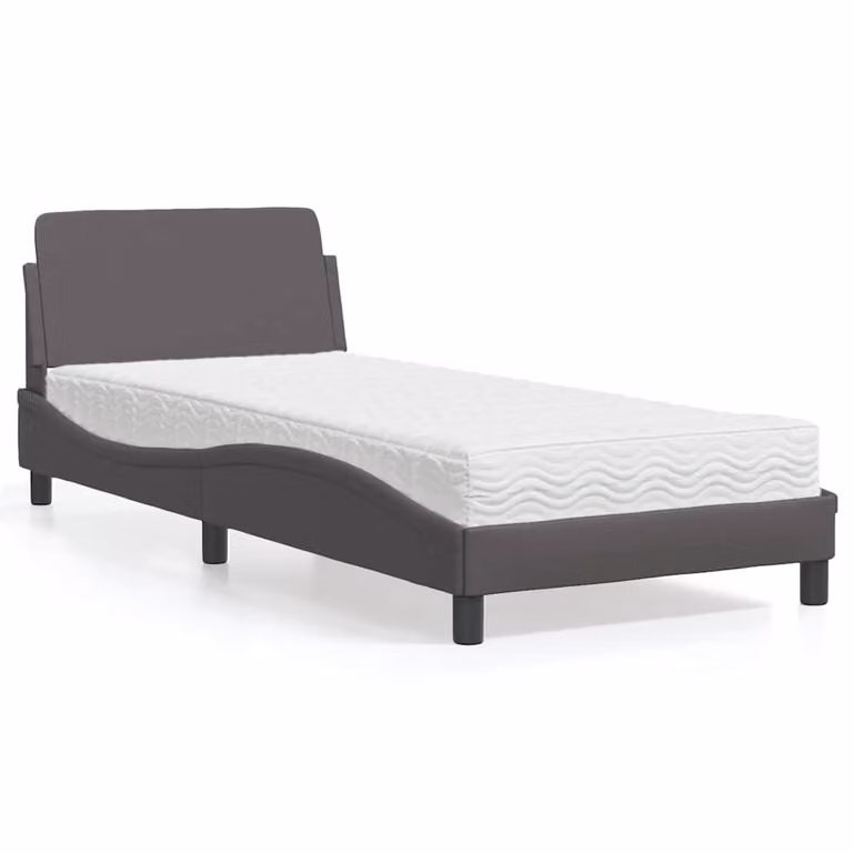 Letto con Materasso Dover vidaXL in Similpelle Grigio, L/P: 80 x 200 cm