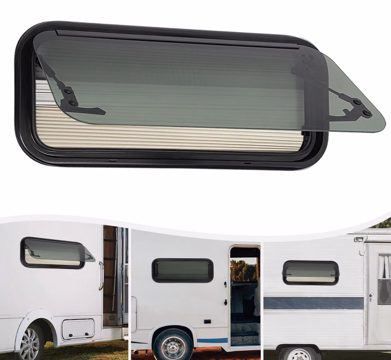 Finestra per camper/roulotte - Finestra scorrevole - Finestra a tetto - Finestra laterale - Telaio in alluminio - Vetro temperato