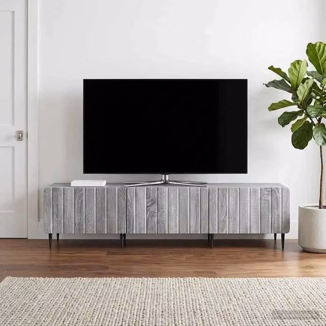 Mobile TV moderno vidaXL in legno MDF grigio L: 147 cm, P: 34,5 cm, H: 32 cm