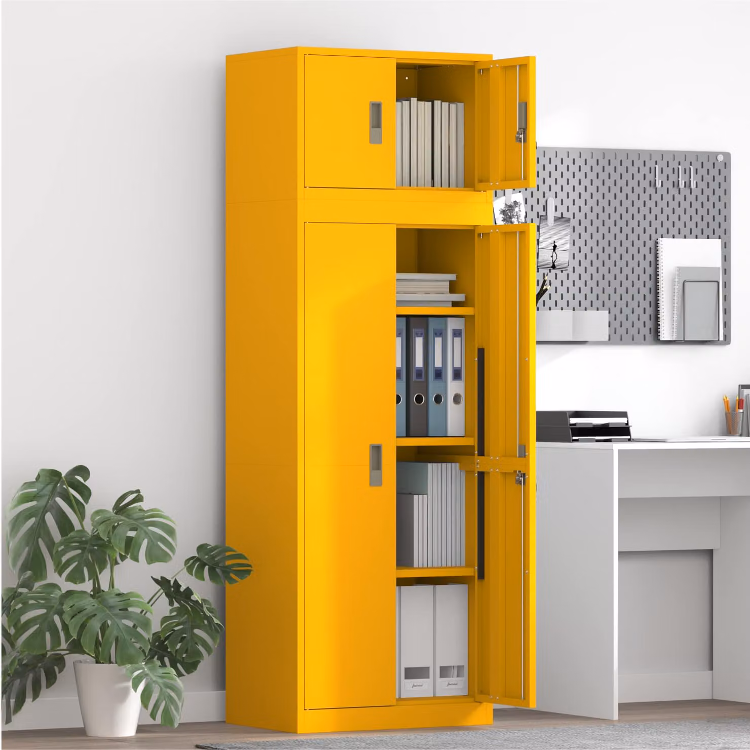 vidaXL Armadio 2 pz Giallo senape 60 x 40 x 180 cm Acciaio Bloccabile