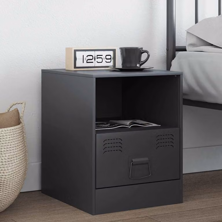 Comodino moderno vidaXL in metallo color antracite opaco L/P/H: 34,5 x 39 x 44 cm