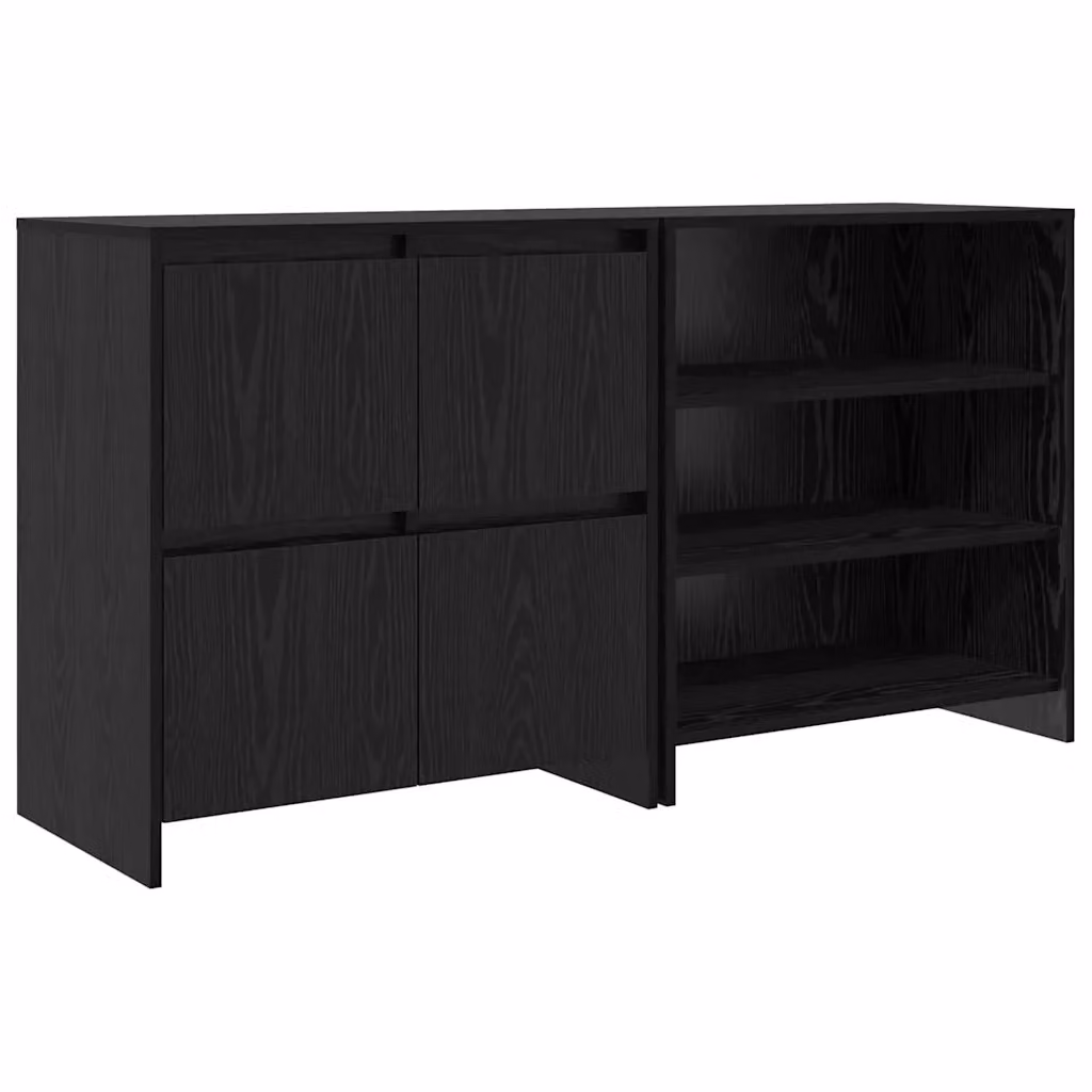 Set di 2 credenze moderne vidaXL in legno nero opaco L 70 cm x P 41 cm x H 75 cm – 2