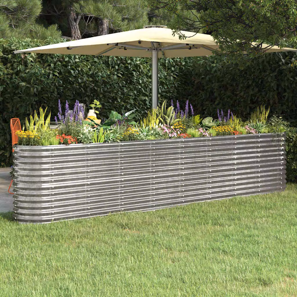 Letto rialzato da giardino vidaXL in acciaio zincato argento L: 332 cm, P: 40 cm, H: 68 cm