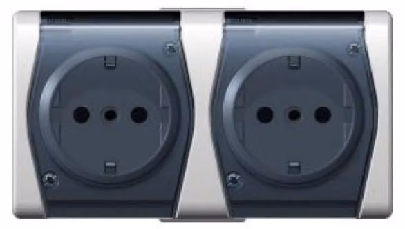 Elektroplast Socket Hermes2 2Pl Wh/Grey Ip44 1025-01
