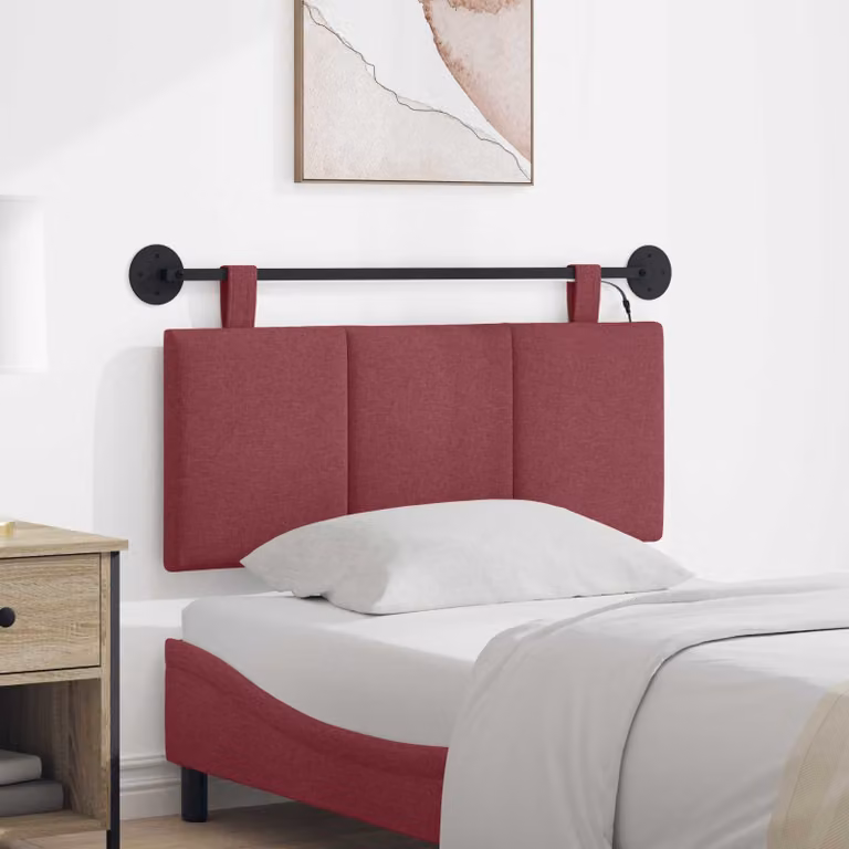 Testiera per letto sospesa vidaXL in velluto rosso con illuminazione LED integrata
