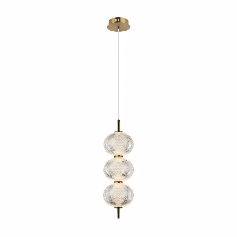 Lampada a sospensione LED LAZIE in ottone e vetro trasparente, 13 W, bianco caldo, 1300 lm, plastica, dimensioni: 152 x 15 x 15 cm, IP20, Italux