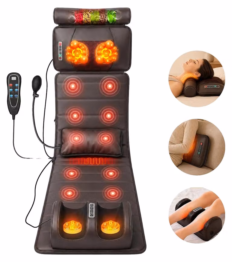 Tappetino massaggiante, funzione riscaldante, utilizzo in diverse posizioni, conforme agli standard UE