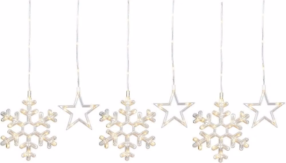 Tenda luminosa a LED stelle fiocchi di neve 200 bianco caldo 2,25x1m 35586