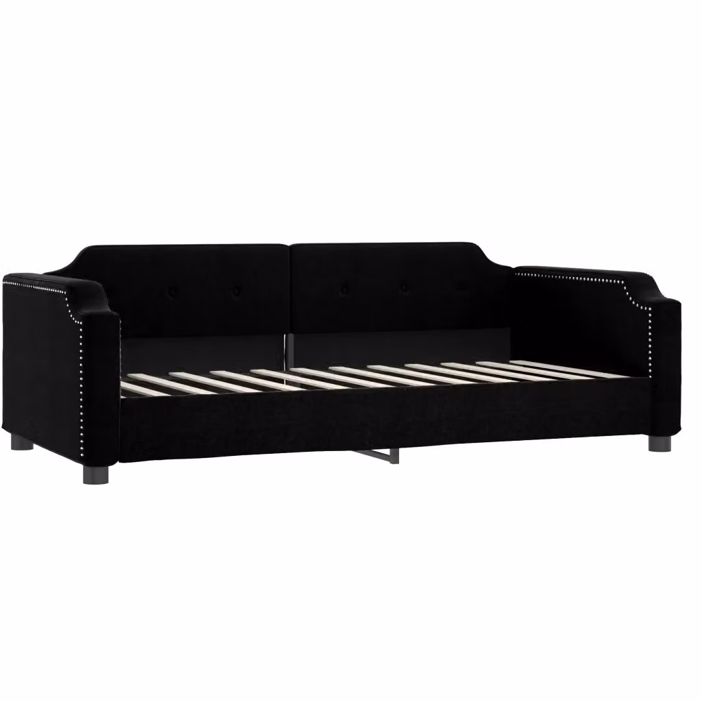 Letto da giorno moderno vidaXL in tessuto nero con struttura in legno e metallo – 2
