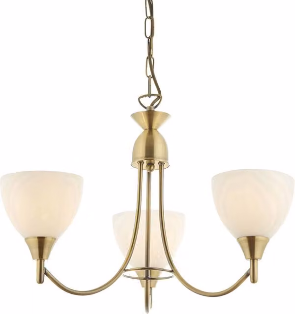 Lampadario classico ottone anticato opale 3xE14 Alton Endon