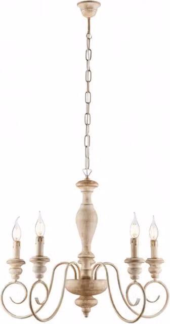 Lampadario Shabby Chic Cascina Bianco Tortora Vintage 5 Luci E14