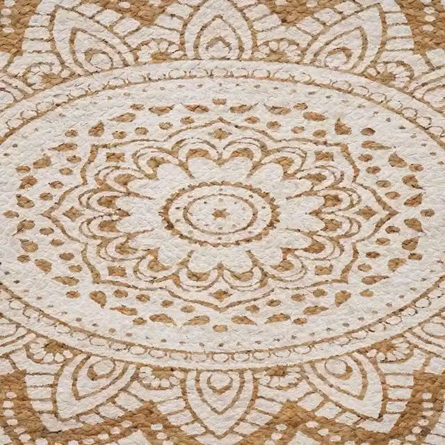 Tappeto in juta DESIGN IN con stampa bianca e motivo floreale, L: 245 cm, P: 152 cm