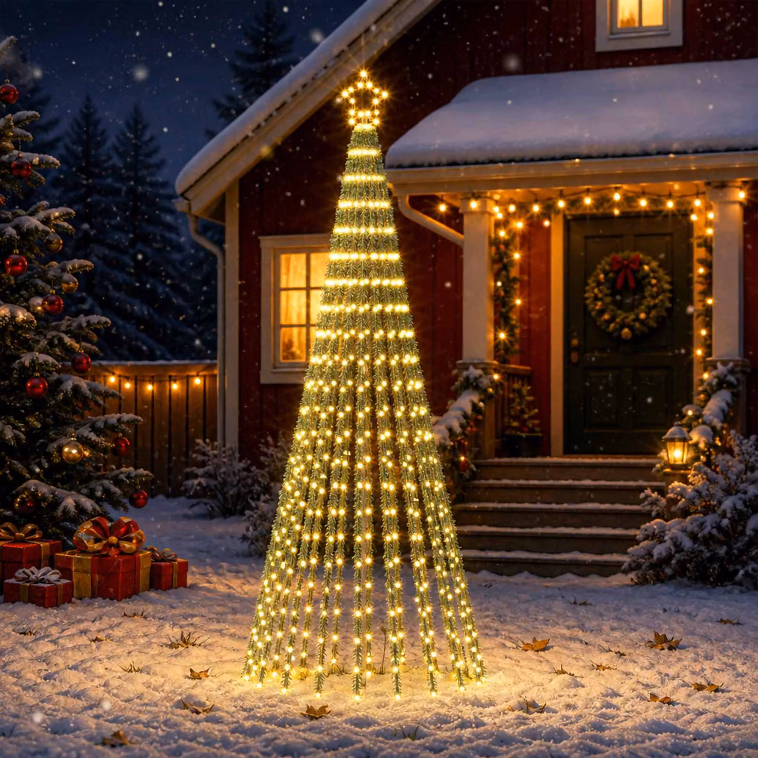 vidaXL Albero di Natale LED 250 cm 475 LED Bianco caldo Acciaio Nero