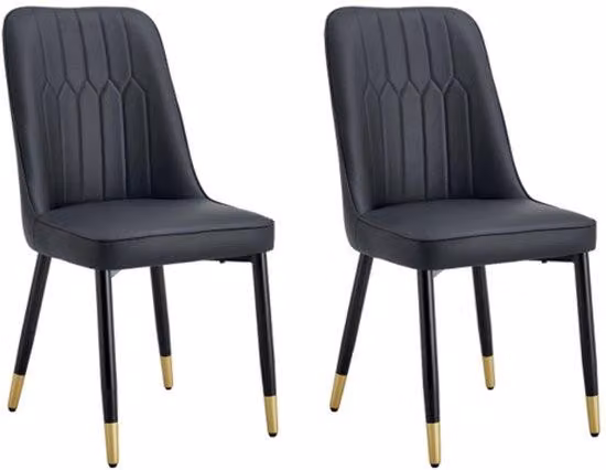 Set di due sedie da pranzo - Stile moderno - Cuscini in ecopelle - Gambe in metallo - Adatte per sala da pranzo, cucina e camera da letto - Colori: oro, nero