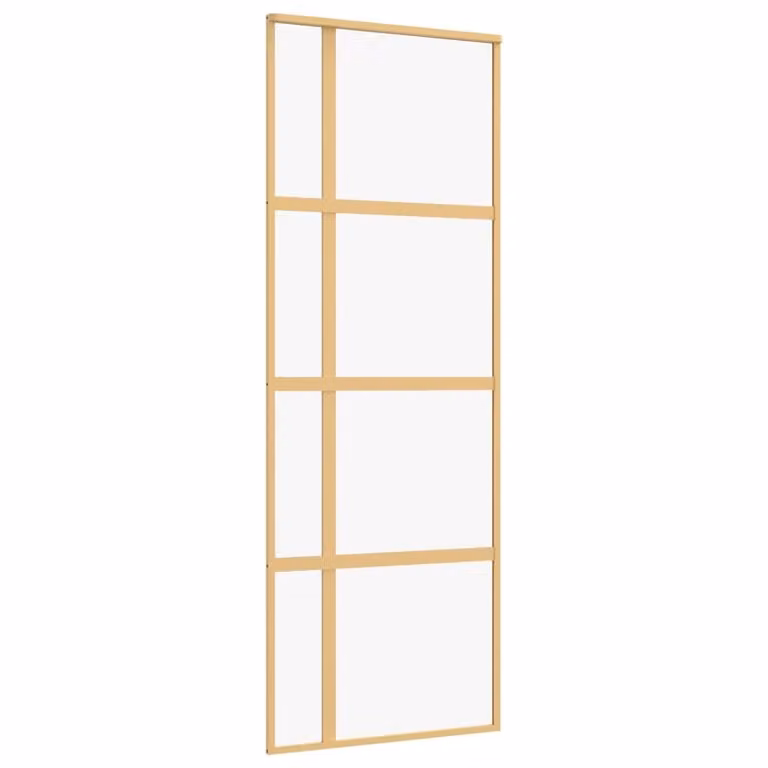 Porta Scorrevole Dorata 76x205 Vetro Trasparente ESG Alluminio