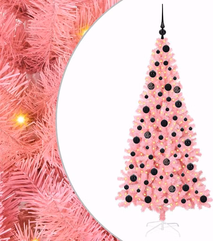 Albero di Natale con 300 LED con supporto Rosa 180 cm PVC