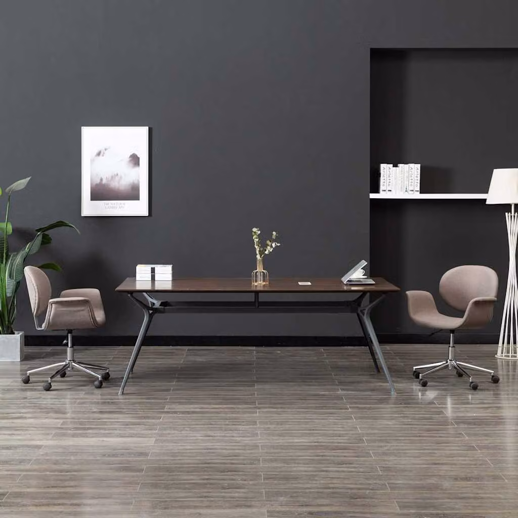 Sedia da Ufficio Girevole vidaXL in Tessuto Grigio con Ruote e Struttura Moderna – 1