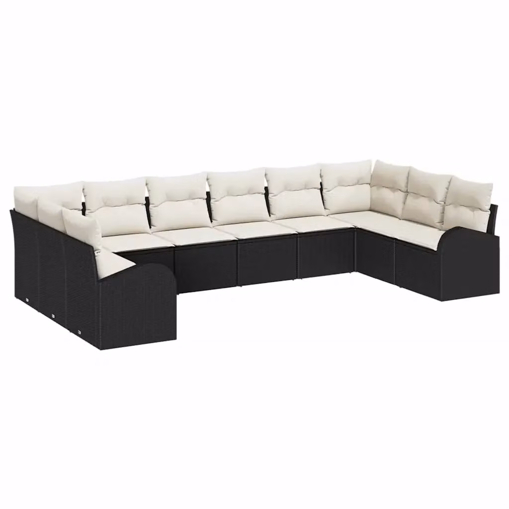 Set Divano da Giardino Moderno vidaXL in Polyrattan con Cuscini Nero e Bianco – 2