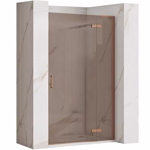 Rea - Porta Della Doccia, Hugo 80,Rame Spazzolato Marrone Fumo 6mm 80X0,6X205cm