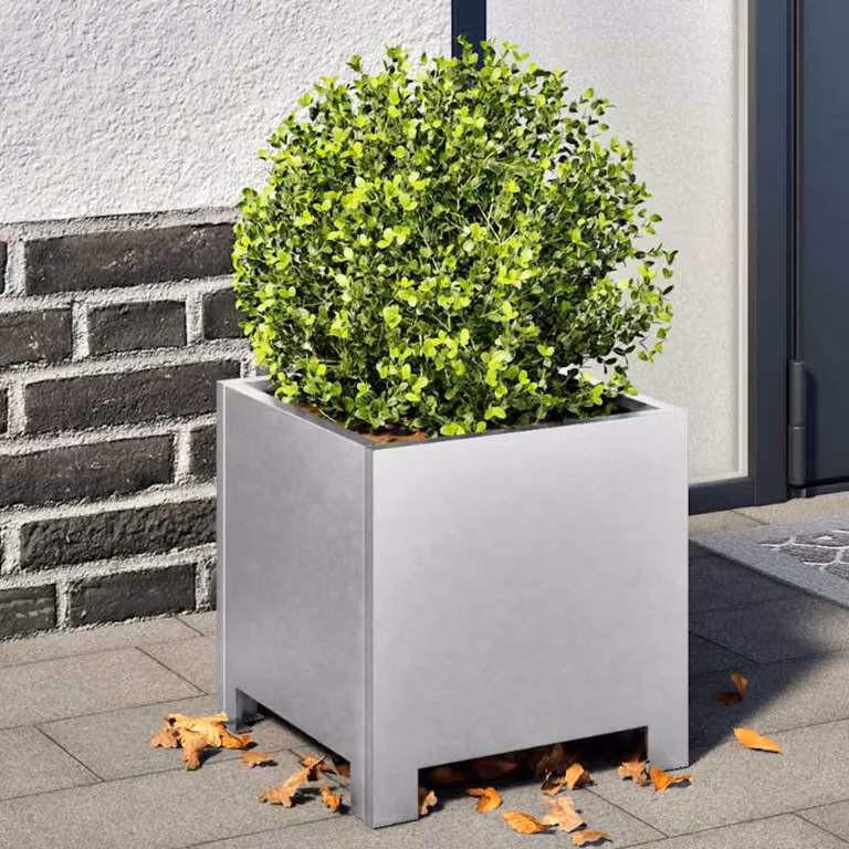 Set di 2 fioriere da giardino vidaXL in acciaio zincato grigio, L/P/H: 30 x 30 x 30 cm