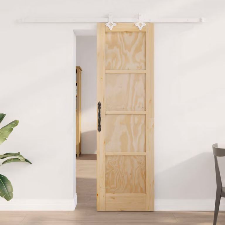 Porta scorrevole moderna vidaXL in legno e acciaio, colori bianco, beige e marrone, L: 61 cm x H: 198,5 cm