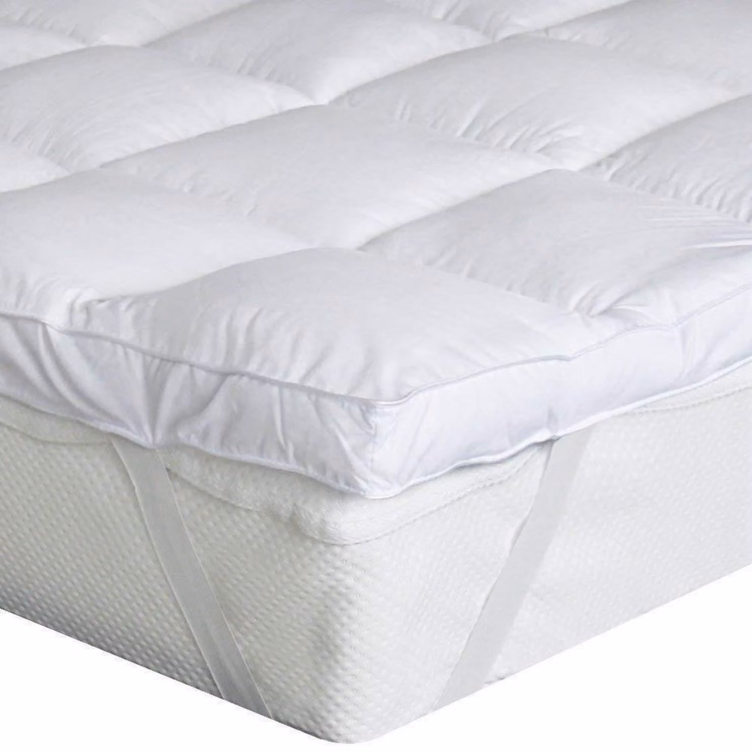 Topper per materasso, dimensioni 200x200 cm, spessore 4 cm, imbottitura morbida e traspirante, lavabile in lavatrice, con 4 angoli fissati con elastici