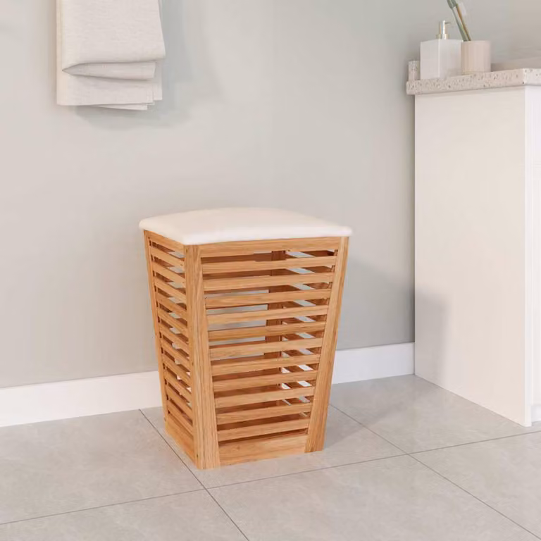 vidaXL Sgabello da Bagno Moderno in Legno di Noce Oliato, L/P/H: 40,5 x 40,5 x 56 cm