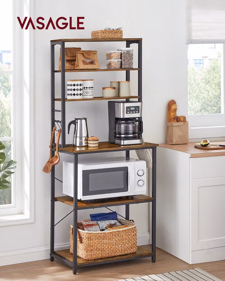 Scaffale da cucina VASAGLE, scaffale da terra, 40 x 60 x 167 cm, marrone vintage