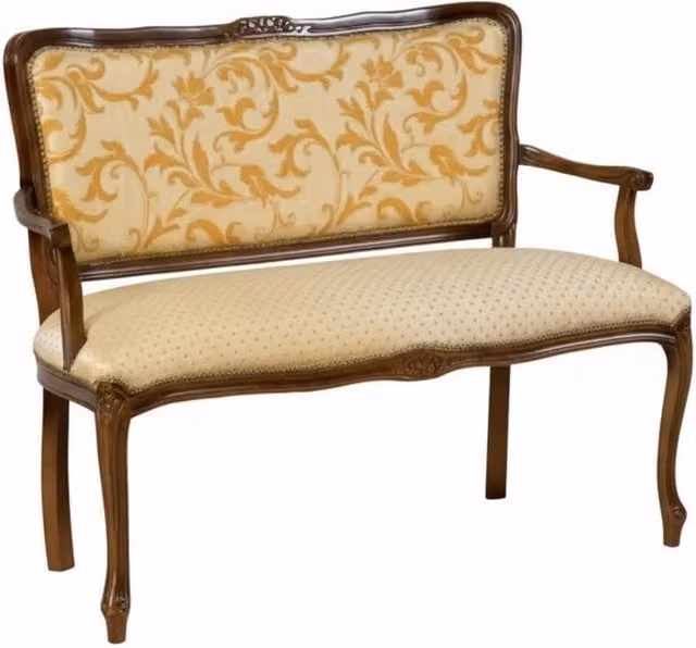 Divanetto imbottito in legno di faggio intagliato con decorazioni floreali Mobili 2G L/P/H: 111 x 50 x 84 cm – 1