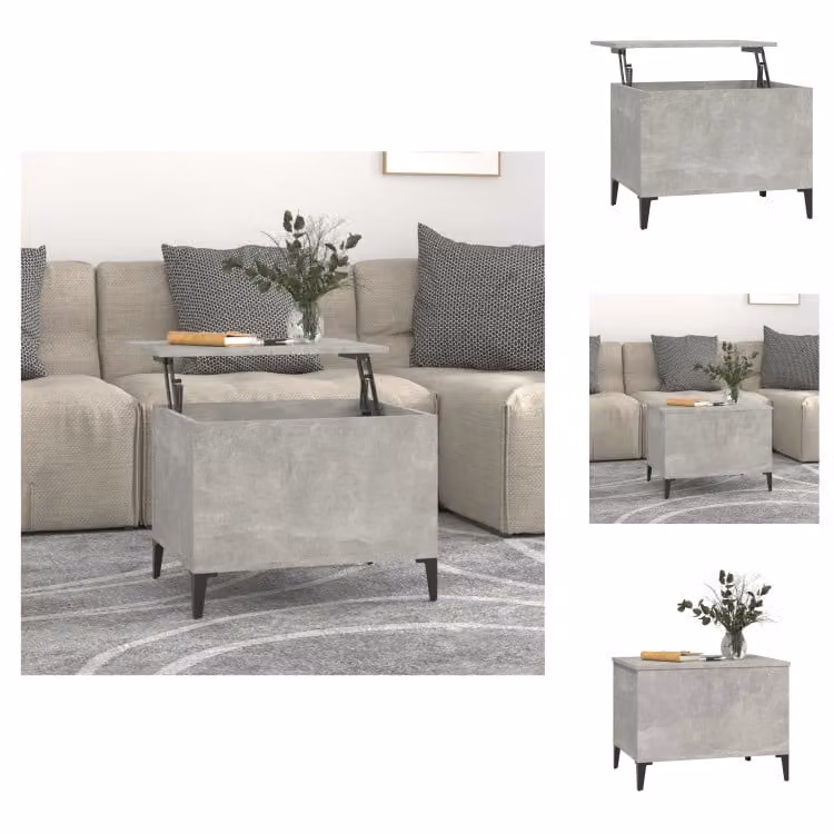 vidaXL Tavolino da caffè grigio cemento 60x44,5x45 cm in legno - Tavolini da caffè
