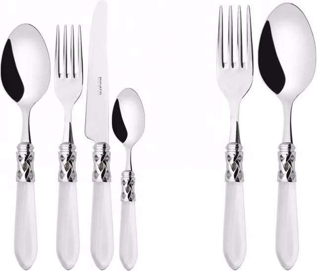 ALADDIN Ghiera Cromata, Posate Set 50 pz, Scatola Legno Wengè, Ghiera: Cromata, Colore: Trasparente