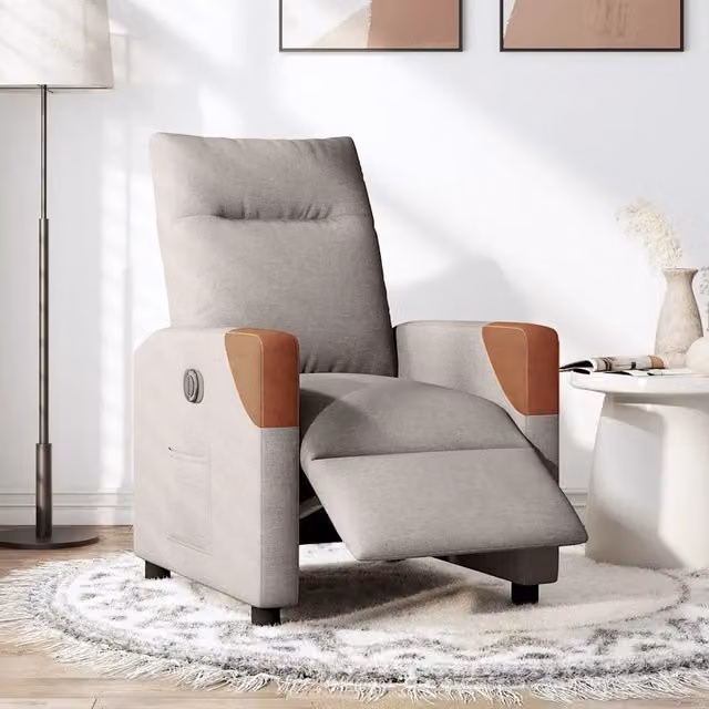 Poltrona | Sedia Relax Elettrica Reclinabile Tortora in Tessuto
