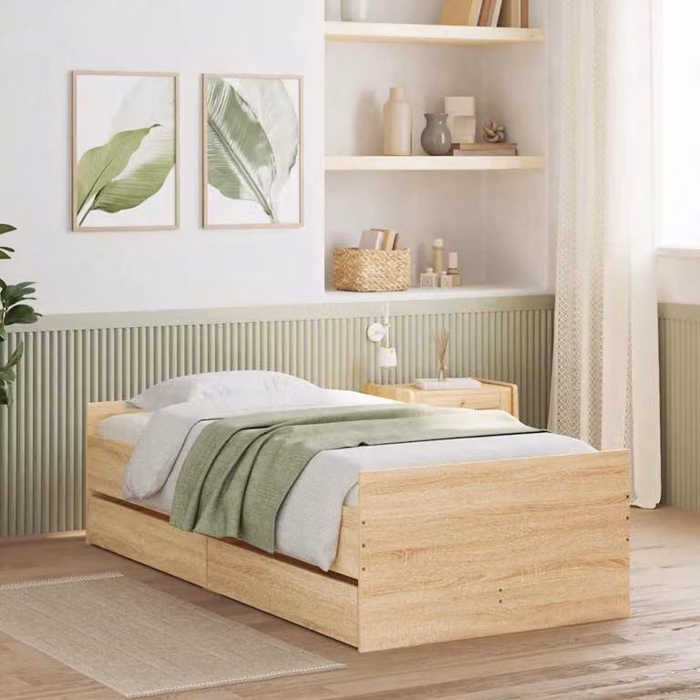 vidaXL Giroletto con Cassetti in Rovere Sonoma, L/P/H: 80 x 190 x 78 cm