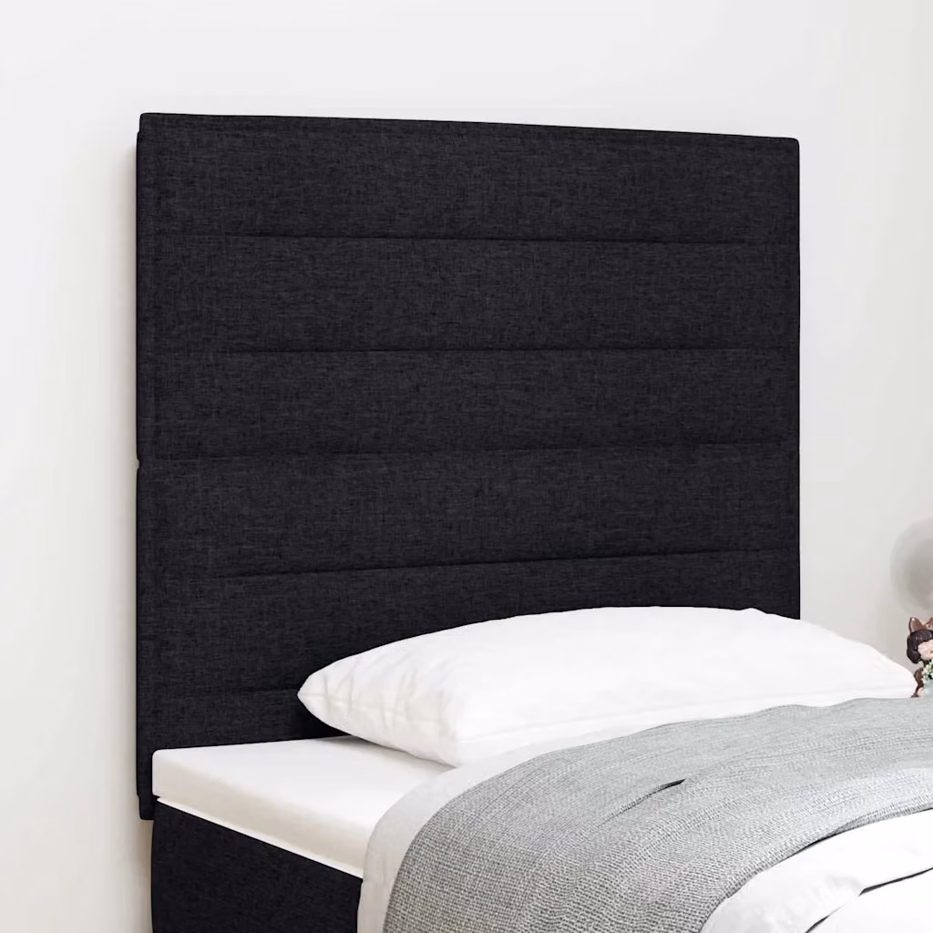 Testiera per letto moderna vidaXL in tessuto nero con struttura in legno e MDF