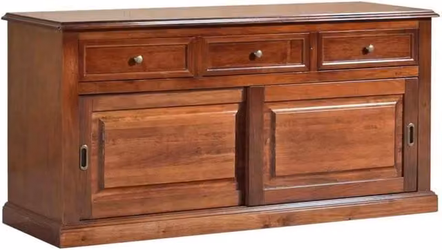 Madia credenza in legno 2 porte scorrevoli tinta noce l.157 p.53 h.78 - Mobili 2G