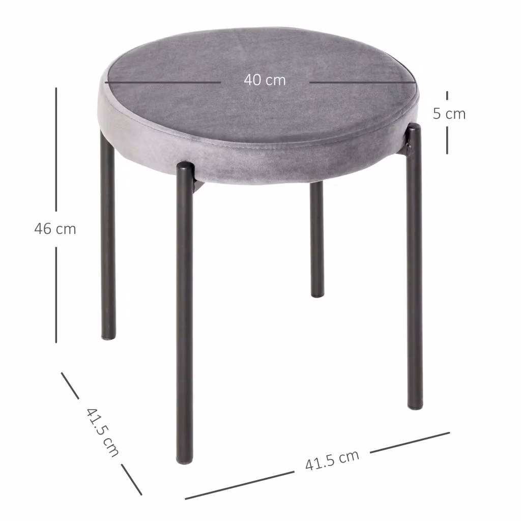 Set di 4 sgabelli da cucina impilabili WISHDOR con seduta in velluto e struttura in metallo grigio scuro, L/P/H: 41,5 x 41,5 x 46 cm – 2