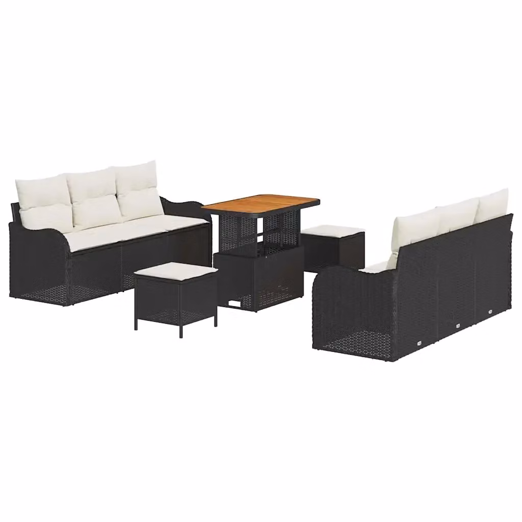 Set Divano da Giardino vidaXL 9 Pezzi a Forma di U con Cuscini Nero – 2