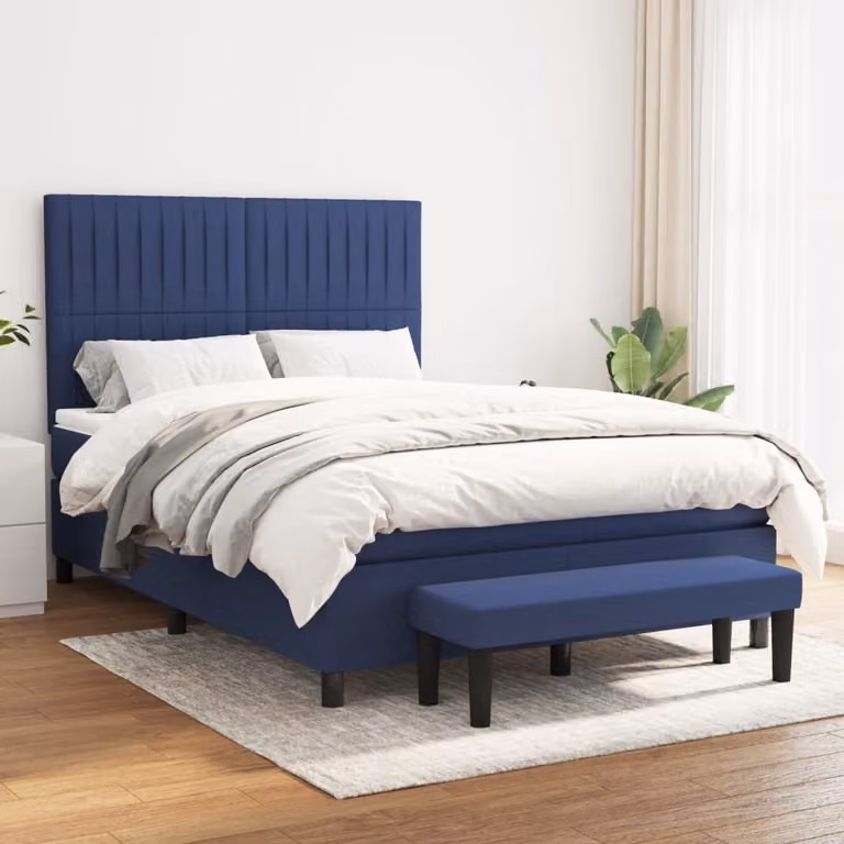 Maison Exclusive - Giroletto a Molle con Materasso Blu 140x190 cm in Tessuto