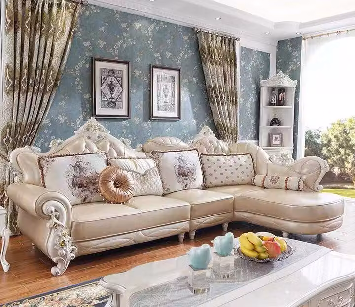Ecksofa L-Form Wohnlandschaft Couch M�bel Leder Holz Sofa Chesterfield