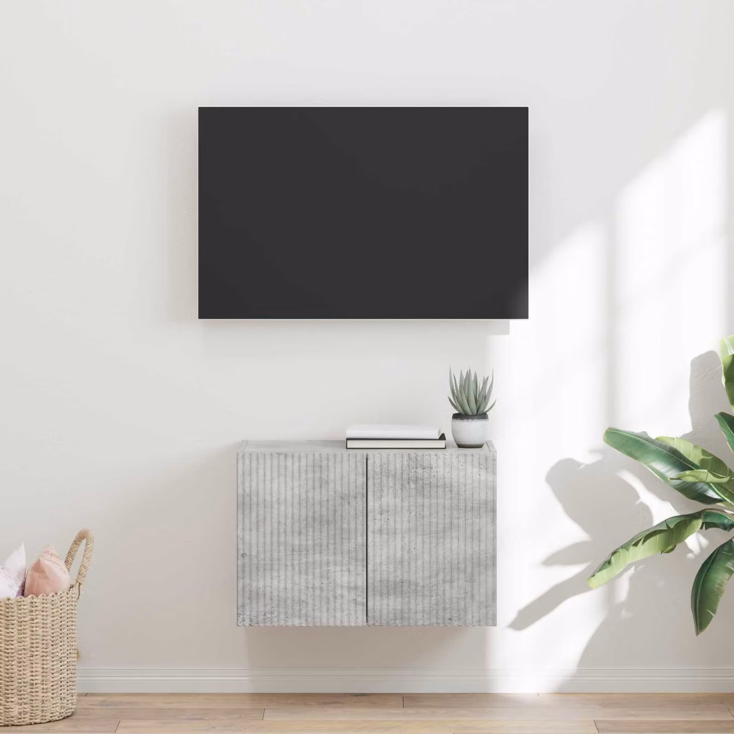 Mobile TV da parete vidaXL Grigio cemento L 59,5 x P 31 x H 40 cm
