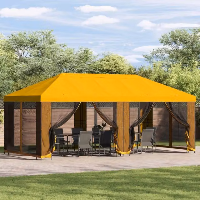 Gazebo da giardino con pareti laterali 6 x 3 m Giallo 3376026