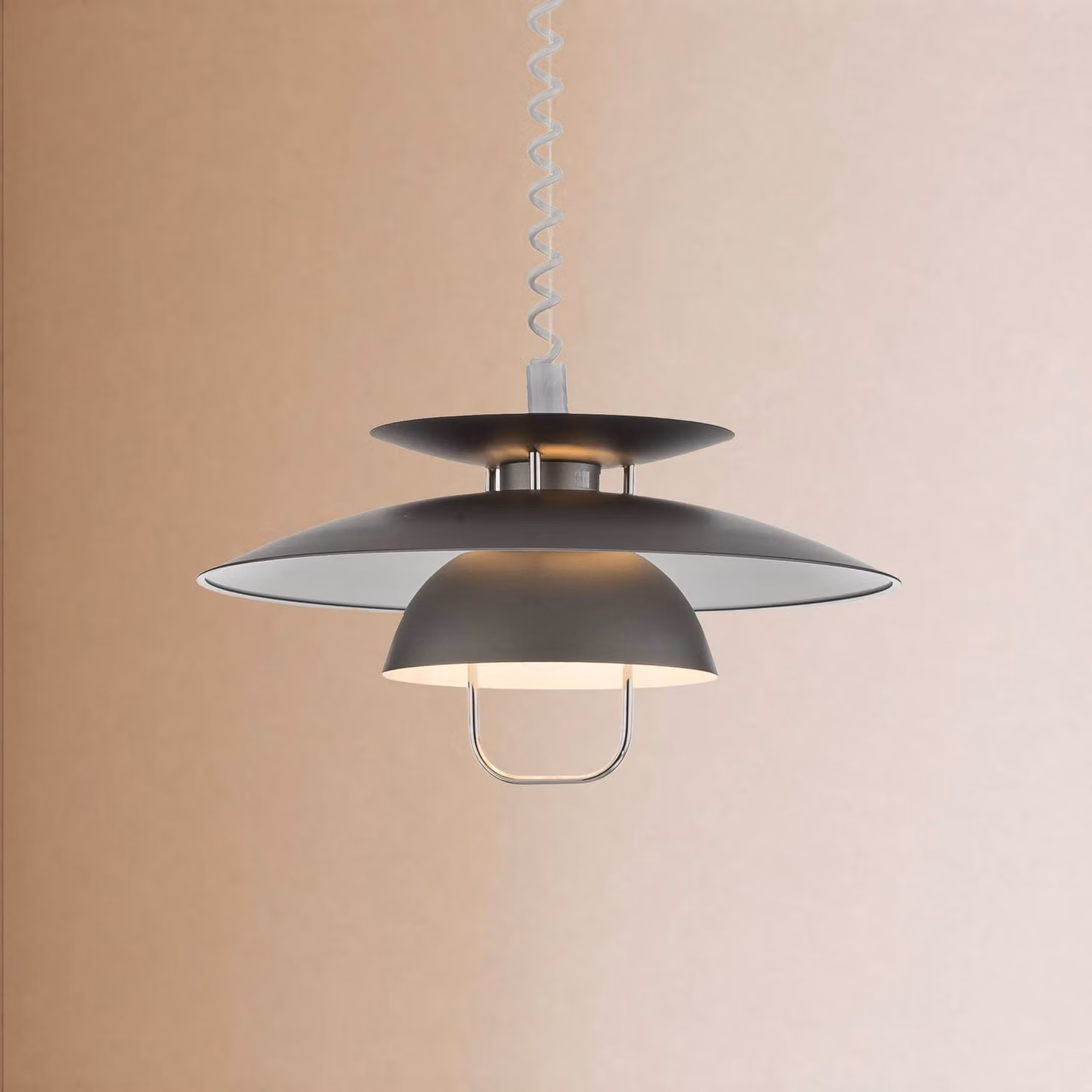 Lampada a sospensione Nadija Lindby, dimmerabile, Alluminio / Grigio / Zincato, Cucina, Metallo, Scandinavo, Lampada a sospensione