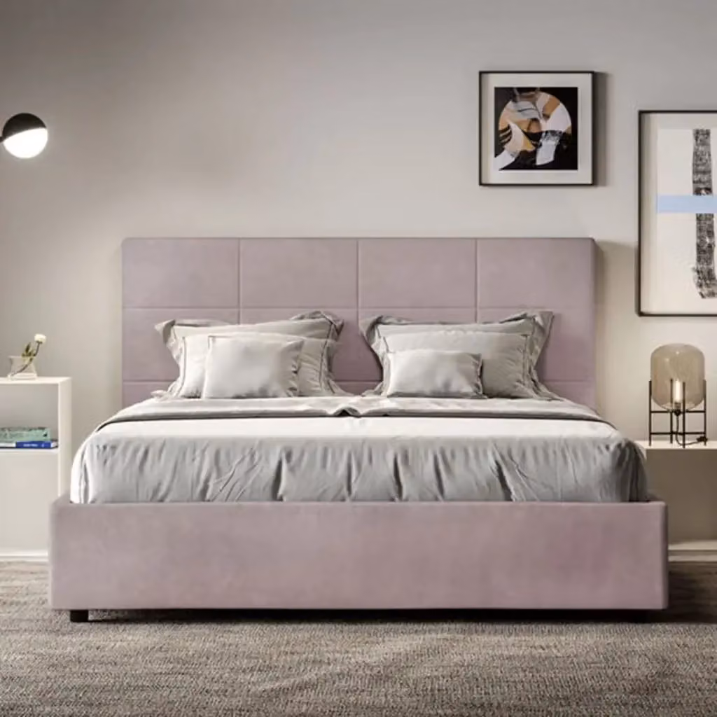 Letto matrimoniale contenitore Mika Ityhome imbottito in microfibra colore glicine L/P/H: 160 x 230 x 122 cm – 2