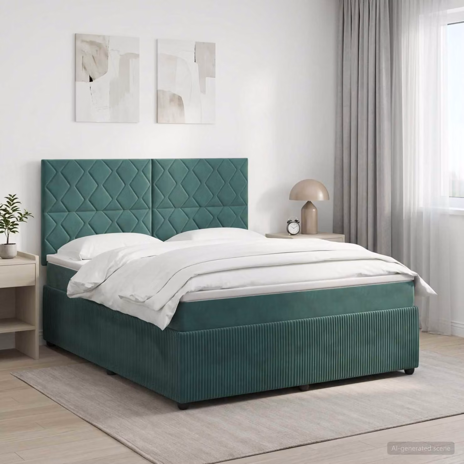Maison Exclusive - Letto boxspring con materasso verde scuro 140 x 200 cm in velluto