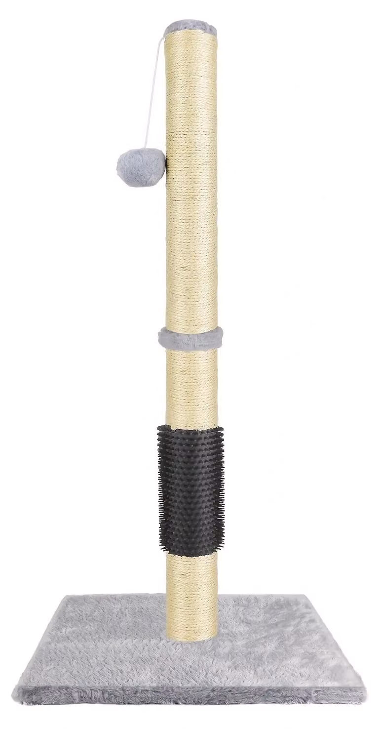Albero per gatti - Tiragraffi - Altezza 80 cm - Materiale: juta - Struttura a un piano - Base rinforzata - Palla oscillante - Spazzola