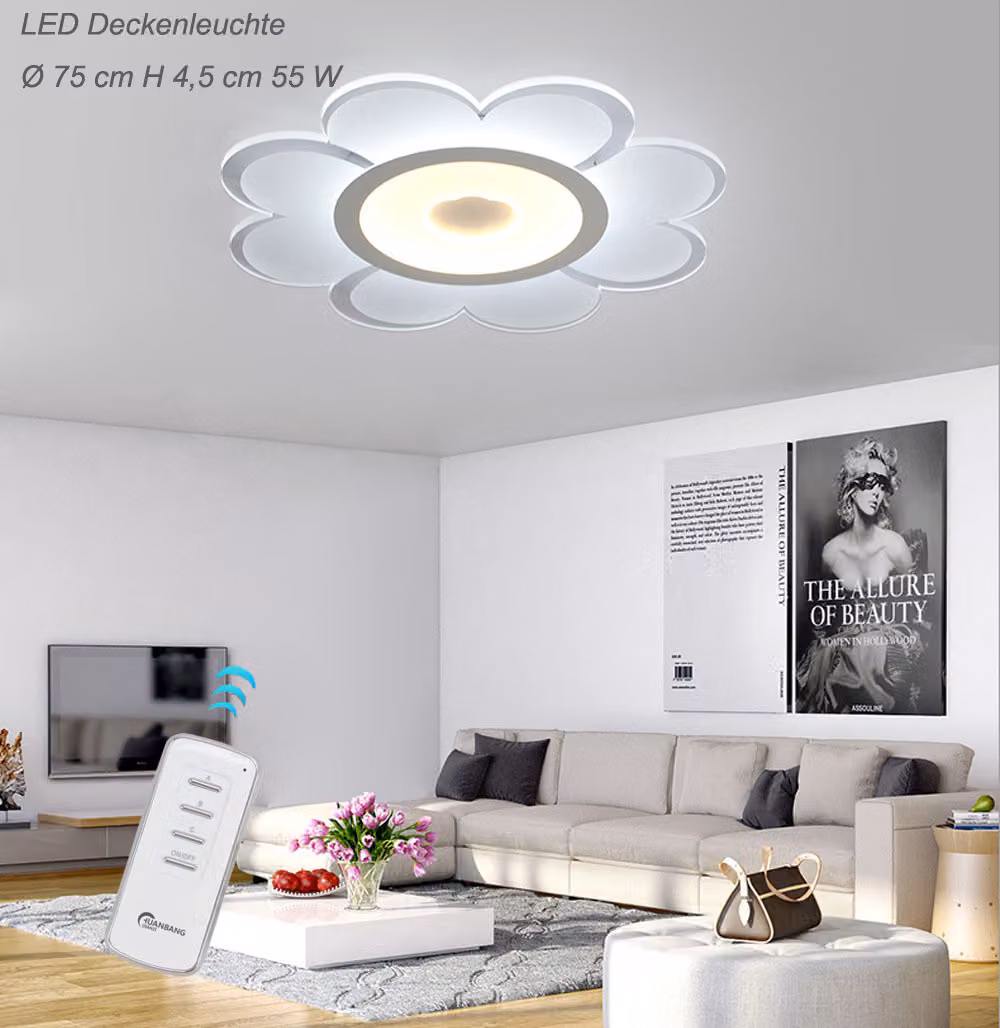 Plafoniera LED 1612-750, colore della luce impostabile separatamente con il telecomando A+