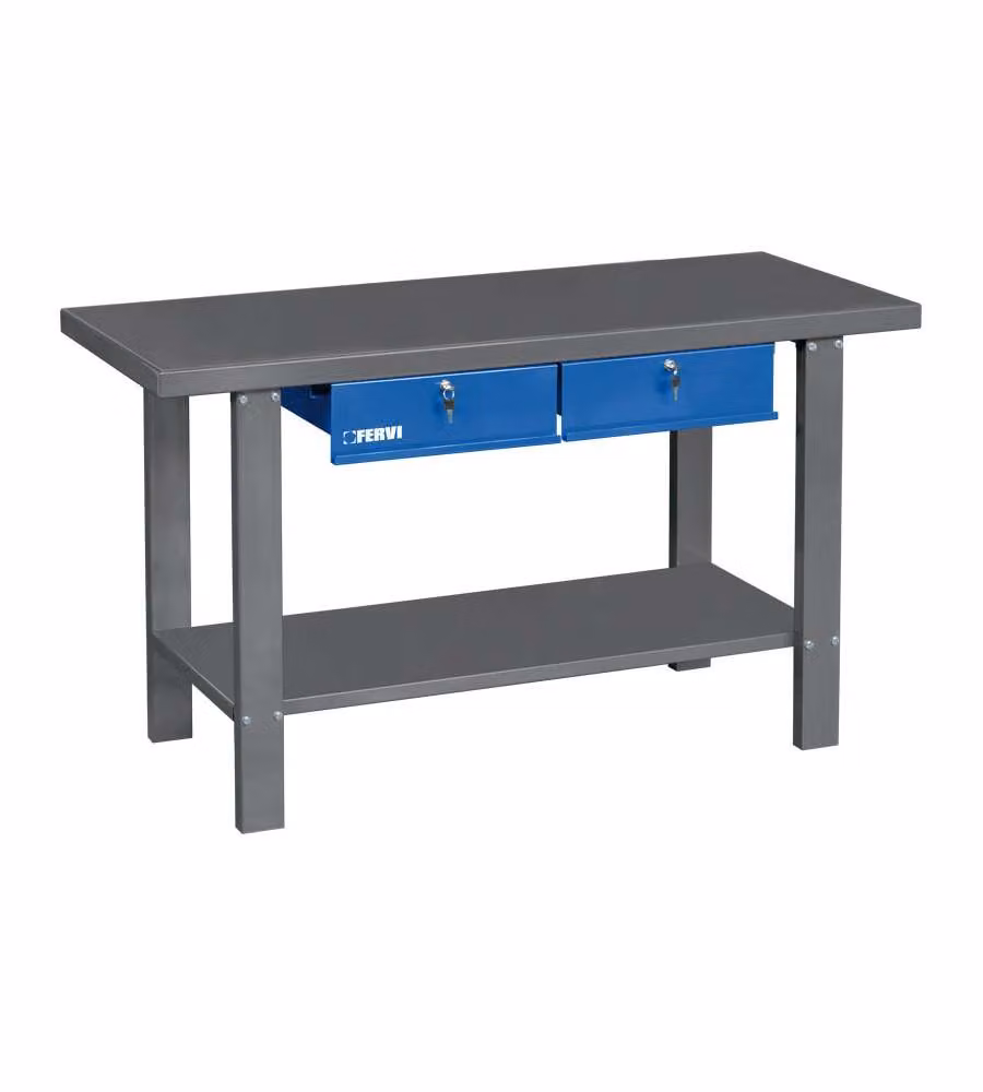 Fervi Banco da Lavoro in Ferro Kit Montaggio 1535x695x220mm con Cassetti