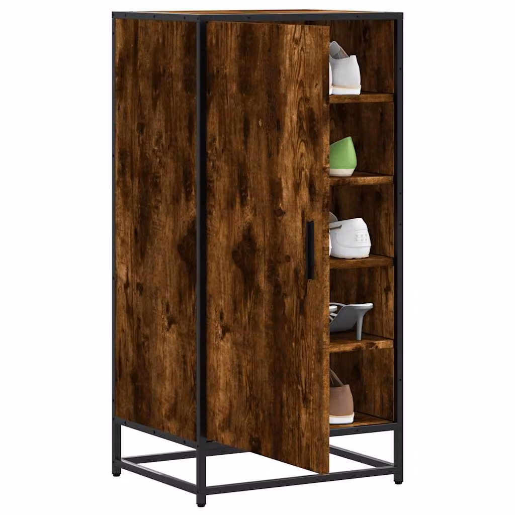 Scarpiera da parete vidaXL in stile industriale, colore marrone, L: 48 cm, P: 38 cm, H: 97,5 cm