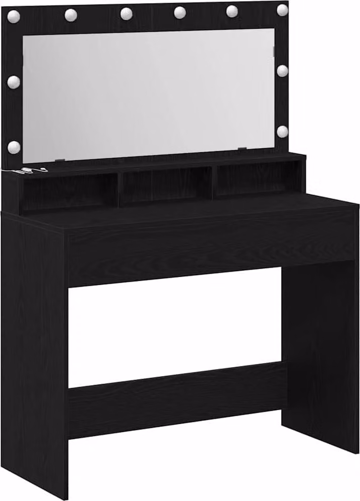 Tavolo da Trucco con lo scaffale Rovere Nero 100 x 41 x 135 cm