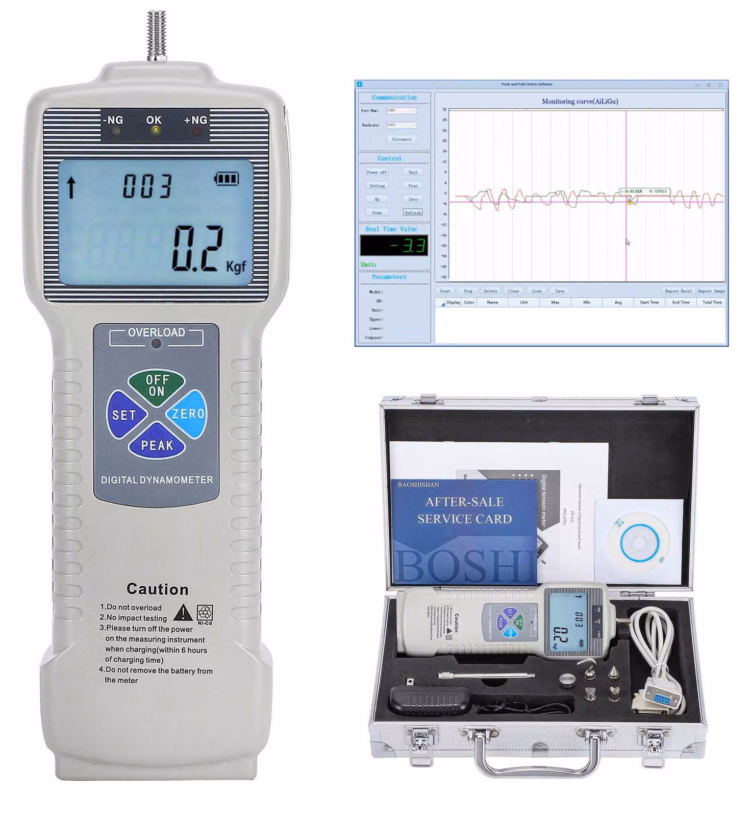 Misuratore di forza digitale push-pull da 50N, risoluzione 0,01N, display LCD